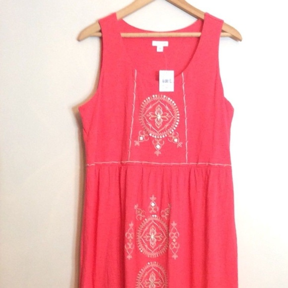 J. Jill Dresses J Jill Sleeveless Maxi Dress Hi Low Embroidered